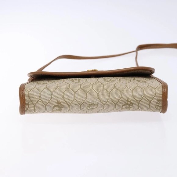 Christian Dior Honeycomb Canvas Shoulder Bag PVC Beige Gold Auth sw1104 - Picture 5 of 16
